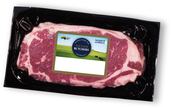 burgers in white Four Butchers packaging 