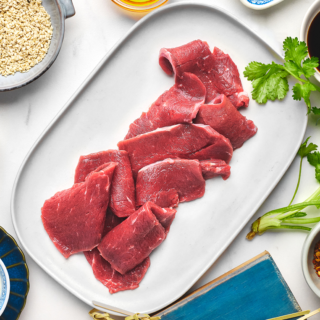 Flatlay of meat on a plate